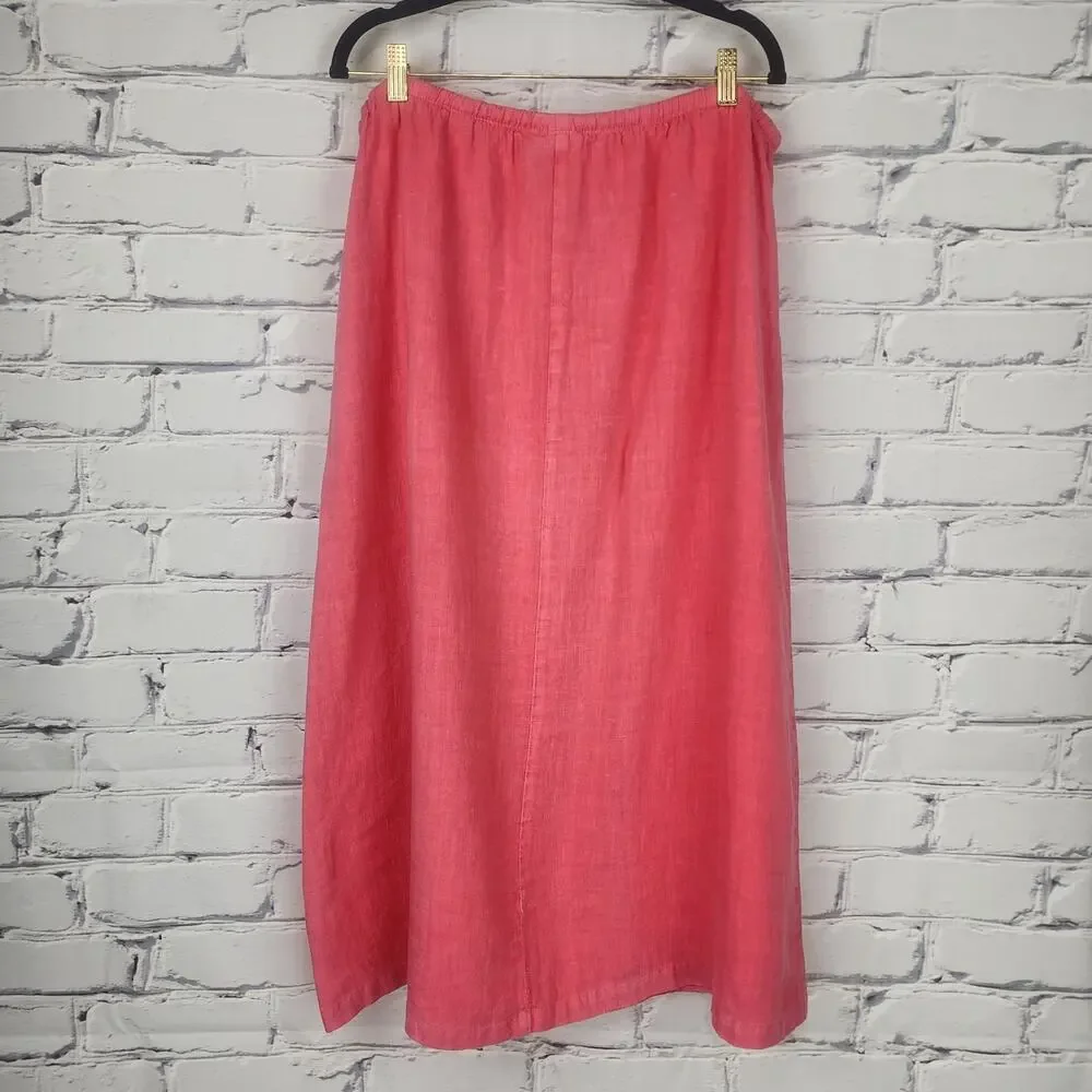 Hot Cotton by Marc Ware Skirt 100% Linen Womens LG comfy vacation office coastal - Picture 2 of 6